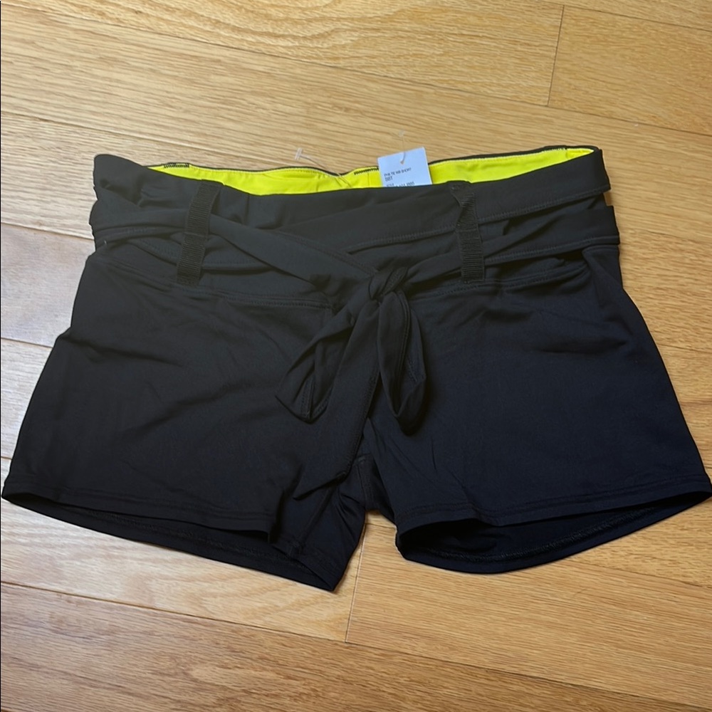 Black Athletic Shorts with Tie Detail